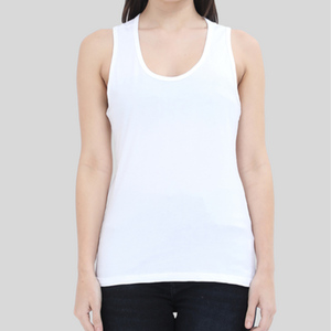 Women's White Cotton Scoop Neck Tank <b>Top</b> Casual Knitted Sleeveless Solid Color Hip Hop Style Quick Dry Short - Product Image 1