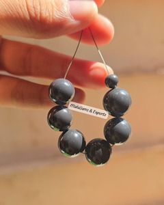 Perles polies en moissanite grise de 12 mm pour bracelet, collier et autres bijoux en diamant - Product Image 2