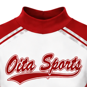 Maillot de cheerleading sublimé rouge et blanc à manches longues – Tenue de sport athlétique pour l'entraînement, la compétition et les matchs - Product Image 3