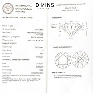D'vins Jewels รับประกัน100% ว่าเพชรที่ปลูกในห้องปฏิบัติการ CVD HPHT ทรงกลมตัดสดใส D ไฟแฟนซีสำหรับทำเครื่องประดับ - Product Image 3