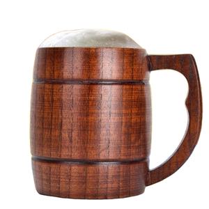 Vaso de madera al por mayor, taza de cerveza de madera sostenible, vaso de madera personalizado con asa - Product Image 1