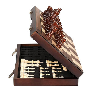 Handcrafted <b>Wooden</b> <b>Chess</b> <b>Set</b> Foldable Storage Box Board With Secure Latches And Custom Fitted Piece Compartments for Family Fun - Product Image 1