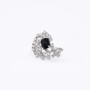 Bague en argent sterling 925 plaqué rhodium avec onyx noir naturel, bijoux de mode OEM ODM - Product Image 4
