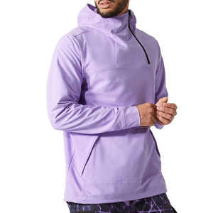 Unisex for Quarter <b>Zip</b> <b>Hooded</b> Sweatshirt Regular Fit Knitted Solid Color Casual Autumn Wear 100% Cotton Fleece Breathable - Product Image 2