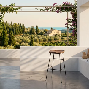 Taburete de Bar de Madera Maciza Brusta con Estructura Metálica, Estilo Industrial, Ecológico, Duradero, Acabado Natural para Cafetería, Bar, Restaurante - Product Image 4