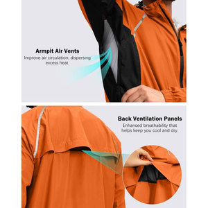 Chaqueta Impermeable de Lona para Hombre, Estilo Moderno, Talla Adulto, con Capucha, Cierre de Cremallera, Mangas Largas, Logotipo Frontal, Resistente al Viento y Ecológica - Product Image 3