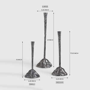 Ensemble de 3 bougeoirs en aluminium noir avec revêtement poudré, personnalisables pour la décoration de la maison et des mariages, écologiques et durables. - Product Image 6