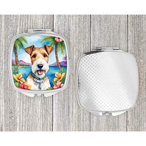 Fox Terrier Luau miroir de maquillage de voyage compact Design portable pliant avec caractéristiques décoratives cadeau pour femmes filles - Product Image 4