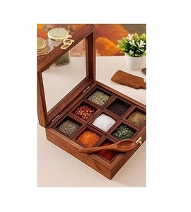 Boîte de rangement en bois artisanale de qualité antique pour sel, épices et fruits secs, idéale pour la cuisine - Product Image 6