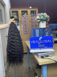 Cabello crudo vietnamita 100g a granel no Remy rizado recto máquina doble trama sin desprendimiento precio al por mayor Venta caliente 2024 - Product Image 6