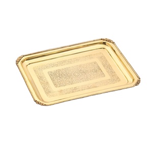 Bandeja de latón hecha a mano de lujo, plato de servicio de estilo antiguo con detalles intrincados Para Boda y decoración del hogar - Product Image 1
