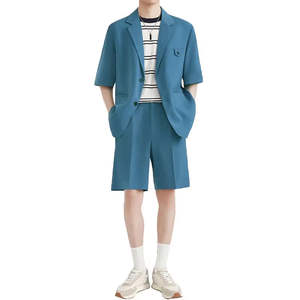 Traje Corto de Verano Personalizado para Hombre, Transpirable, de Color Sólido, Pantalones Cortos Deportivos, Conjunto de 2 Piezas, Traje Casual con Blazer para Hombre - Product Image 2