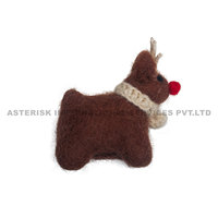 Asterisk Entzückendes Mehrfarbiges 100% Neuseeländisches Wollfilz-Rentier-Ornament für Außenbereich Weihnachtsbaum Feiertagsgirlanden/Kränze