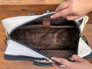 Bolsa de lona de negocios de cuero de vaca a precio razonable personalizada bolsas de carrito de viaje de cuero genuino equipaje con ruedas - Product Image 6