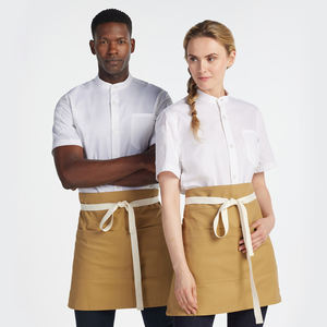 Cotton Woven Canvas Custom Logo Short Body Waist <b>Half</b> <b>Aprons</b> 3-Pocket Washable Reusable Beige Classic Chef Kitchen Server <b>Apron</b> - Product Image 2