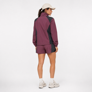 Ensemble de shorts sportifs 2 pièces pour femmes, couleur unie, blocs de couleurs, veste de course en polyester à séchage rapide avec poche, col montant, printemps été - Product Image 2