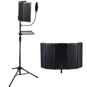 Pannello di Isolamento Acustico Portatile a 5 Pannelli per Microfono da Studio con Filtro Anti-Pop e Supporto Regolabile - Product Image 1