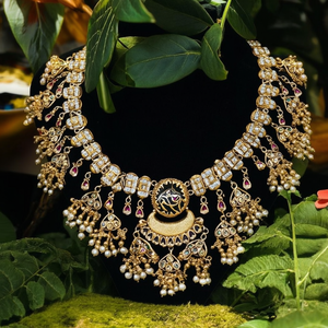 Juego de Collar de Oro Estilo Heritage de Jewelemarket con Piedra Pota, Perla y Patrón Geométrico de Estrella, Elegante y Moderno para Uso Diario-10575496PGR - Product Image 3