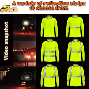 เสื้อโปโลนิรภัยแบบมองเห็นได้ชัดเจนพร้อมแถบสะท้อนแสงสำหรับงานก่อสร้างและงานบนท้องถนน เสื้อโปโลนิรภัยแขนยาว - Product Image 4