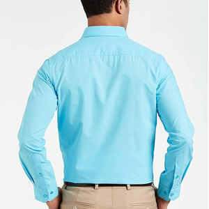 Chemise Homme Tissée Unie Classique à Manches Longues Coupe Slim Tendance en Polyester/Coton Anti-Plis Col Montant Qualité Supérieure - Product Image 3