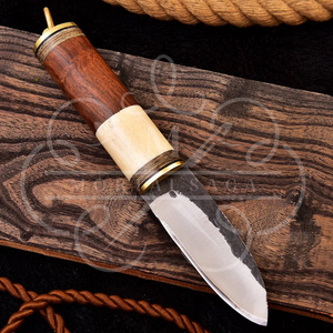 MORTAL SAGA Hand Forged Carbon Steel Blade Pukkoo Viking Knife Rosewood Handle <b>Leather</b> Sheath Hiking Lightweight Outdoor Camping - Product Image 5