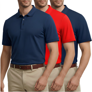 Polo à manches courtes pour homme, couleur unie, respirant, en coton tricoté, vêtement décontracté, coupe classique - Product Image 4