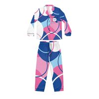 Ensemble chemise et pantalon à manches longues pour femmes, imprimé abstrait rose et bleu, tenue décontractée en deux pièces, ensemble haut et bas assorti, vêtements à la mode