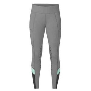 Women High Waist Gray Leggings With Pink Stitching Mesh Panel Design Ankle Length Horse Riding Wear - Product Image 1