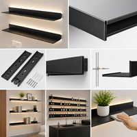 Étagère murale en aluminium thermolaqué en forme de L pour accessoires de meubles, articles de toilette de salle de bain, épices de cuisine, rangement de buanderie