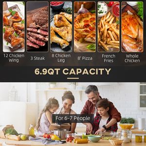 Friggitrice ad Aria Digitale da 6,9 Qt, 1700W, Circolazione a 360°, Timer Regolabile, Cottura Sana, Nera - Product Image 5