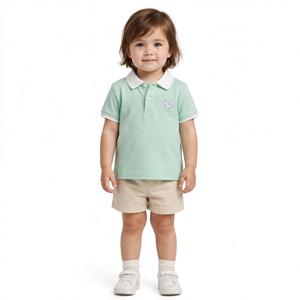 Polo de Manga Corta para Niña, Cuello Blanco, Estilo Casual, 100% Algodón, Secado Rápido, Transpirable, Exportación de BD - Product Image 4