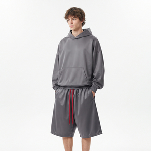 Men's Baggy Sweat <b>Shorts</b> <b>Set</b> 100% Polyester Nylon Two Piece Loose Fit <b>Shorts</b> Casual Street Wear Drop Shoulder Sweat <b>Shorts</b> <b>Set</b> - Product Image 1