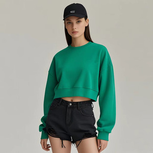 Sudadera Corta para Mujer al por Mayor, 100% Algodón, Cuello Redondo, Cintura Ajustada, Estilo Sexy, Año Nuevo, Marca Privada - Product Image 4