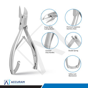 Accuram Cortaúñas y Cortacutículas de Alta Resistencia, de Acero Inoxidable Afilado, con Abertura de Mandíbula Ancha y Bloqueo Trasero, para Podología - Product Image 2
