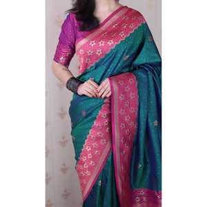 Green Soft Silk Banarasi Wavy Unique Zari Woven Saree <b>Traditional</b> <b>Chinese</b> <b>Clothing</b> Elite Weaves 650g - Product Image 5