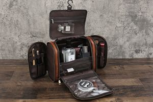 Genuine Leather Toiletry Bag Mens Dopp <b>Kit</b> Travel Wash Bag <b>Shaving</b> <b>Kit</b> Pouch Waterproof Lining Wholesale Shop TYG-0136 - Product Image 4