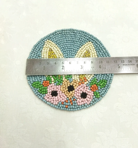 Handmade Bunny Ears With Flowers Round Beaded Coaster - Set of 6 by Creative Art Zone - Product Image 3
