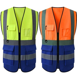 Gilet de sécurité multi-poches réfléchissant haute visibilité en polyester imperméable avec LED clignotante Classe 2 pour uniforme de travail de construction - Product Image 4
