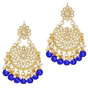 Conjunto de Collar y Pendientes de Aleación Chapada en Oro Antiguo con Cuentas Azules y Circones, Joyería Étnica para Bodas para Mujer - Product Image 2