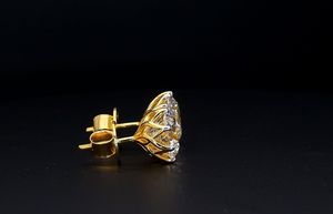 AMBER JEWELS Pendientes Unisex de Oro Sólido de 14K y Chapado en Oro de 14K, Estilo Vintage para Compromiso, Boda o Fiesta, con Diamante Cultivado en Laboratorio de Corte Brillante, Certificado IGI - Product Image 2