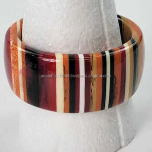 Handcrafted <b>Vintage</b> Style Resin <b>Cufflink</b> Bangle Set for Women Customized Highly Polished Handmade Jewelry India Love Model - Product Image 3