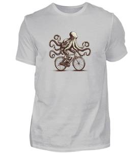 Camiseta de manga corta con estampado de pulpo montando en bicicleta para hombre, corte regular, cuello redondo, camiseta informal de algodón - Product Image 6
