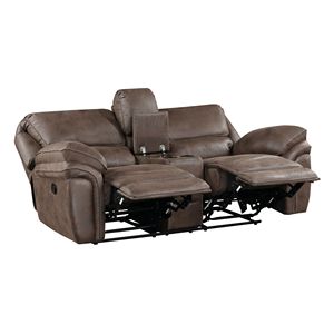 Design moderno 1 pezzo tappezzeria in microfibra marrone struttura in legno massiccio reclinabile Loveseat mobili da soggiorno di peluche - Product Image 4