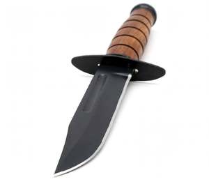Cuchillo de Camping Hecho a Mano Personalizado, Acero con Recubrimiento Negro, Punta Caída, Mango de Madera Ranurado, Doble Protección, DIY OEM para Exteriores - Product Image 3