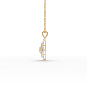 Collier de luxe en argent sterling plaqué or avec pendentif cadre concentrique et diamant de laboratoire en forme de cerf-volant, certifié IGI, bijoux fins en gros - Product Image 2