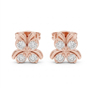 Boucles d'oreilles clous en or rose avec diamant de laboratoire certifié IGI, taille brillant rond, serti griffe, cadeau de fiançailles et de mariage, bijoux - Product Image 1