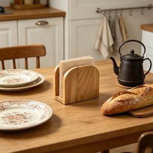 AZ ENTERPRISES Porte-serviettes en bois avec salières et poivrières, design moderne sur pied pour utilisation sur table - Product Image 3
