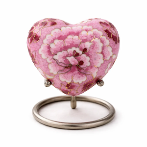 Urna Negra en Forma de Corazón con Diseño de Hojas Doradas, Hermosa Urna Decorativa para Cenizas Femeninas con Caja de Terciopelo Gratis - Product Image 4