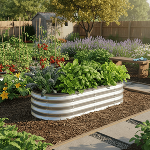 Bac à jardin surélevé ovale en acier galvanisé pour l'extérieur, bacs à jardin pour légumes, jardinière en métal, fournitures de jardin minimalistes GBB026 - Product Image 6