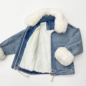 High Quality Women's Denim Bomber Jacket With Fur Collar And Cuffs <b>Winter</b> Warm <b>Thick</b> Solid Color Windproof Denim Short <b>Coat</b> - Product Image 2